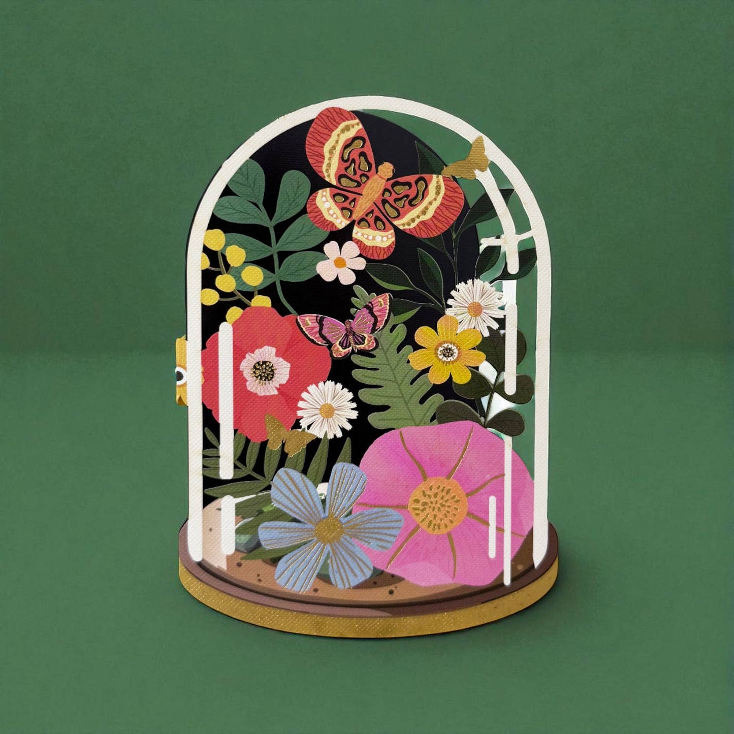 Flowers in glass dome card