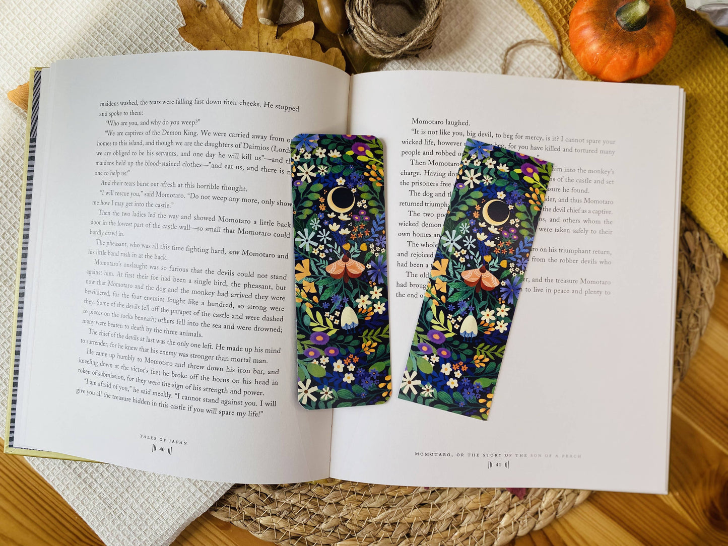 Moon and Moth bookmark with rounded corners