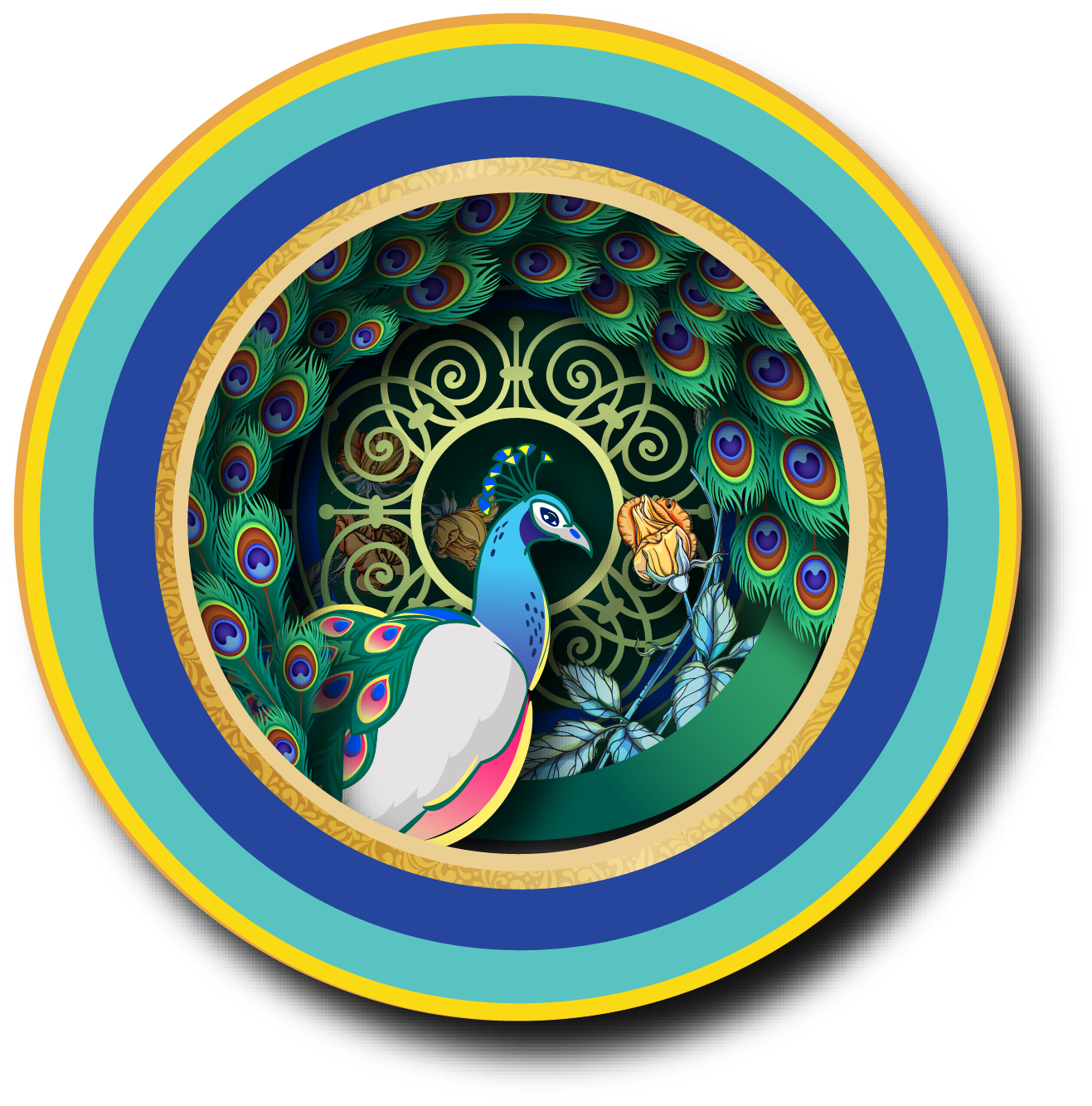 A cup of tea pop up card - Peacock