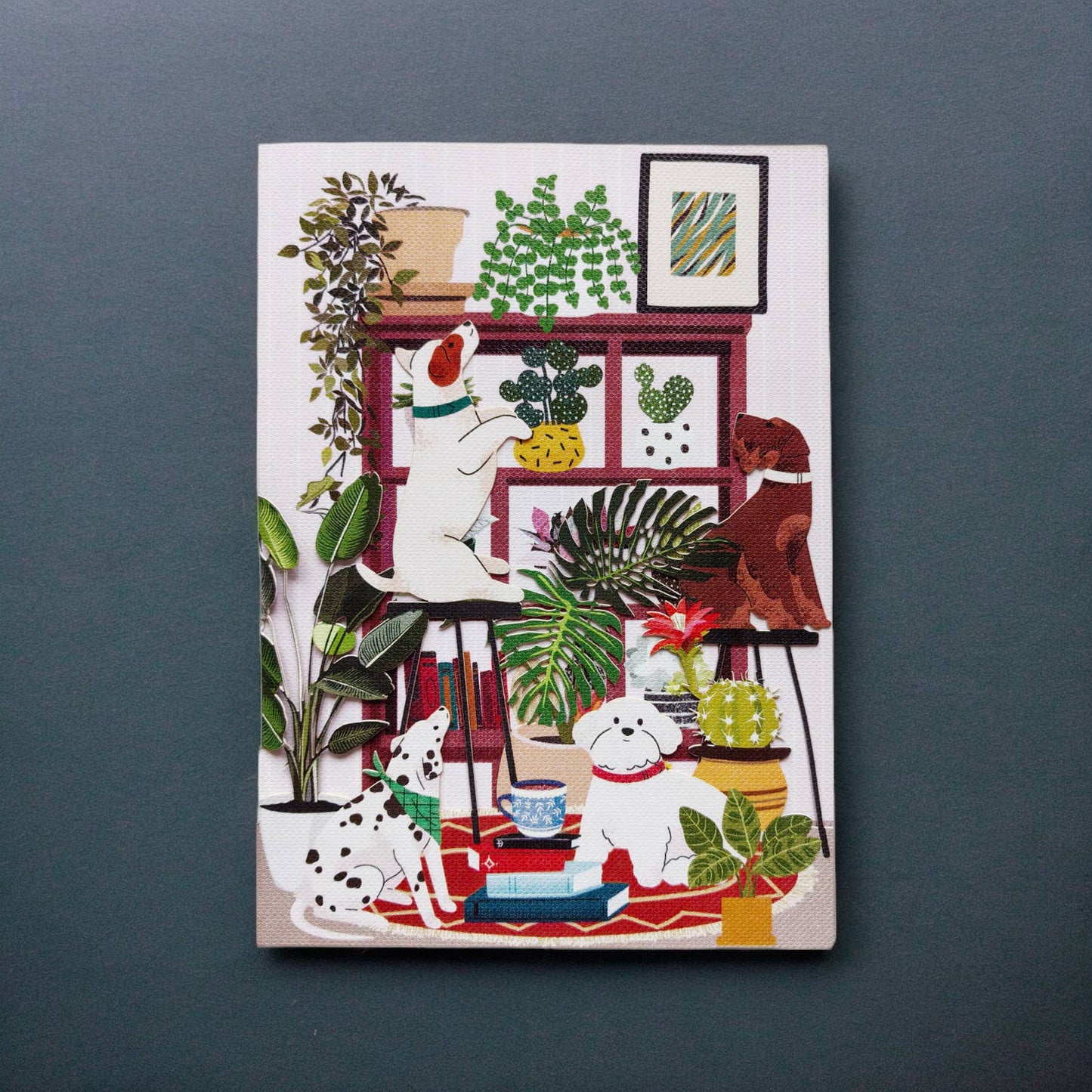 Dogs and plants laser cut card