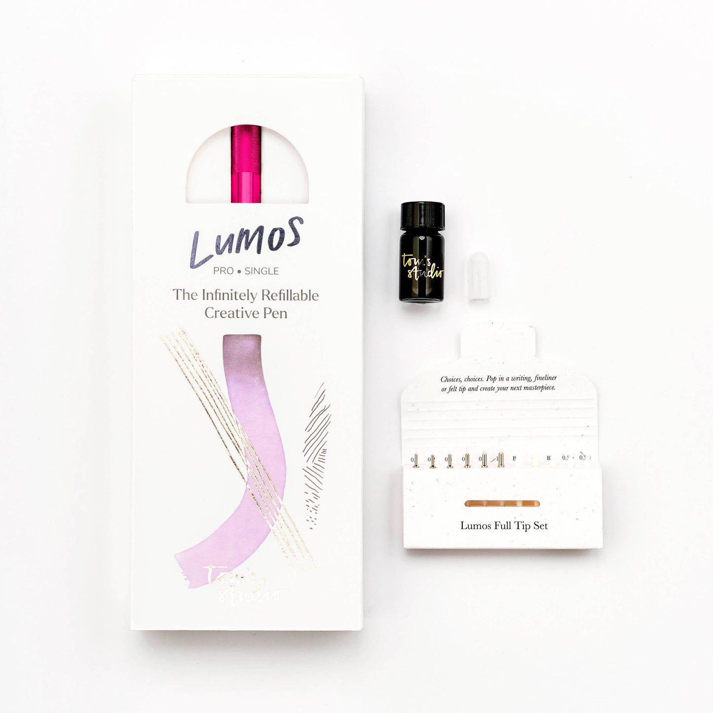 Lumos Pro - Refillable Multi-Tip Pen: Raspberry / Single Tip