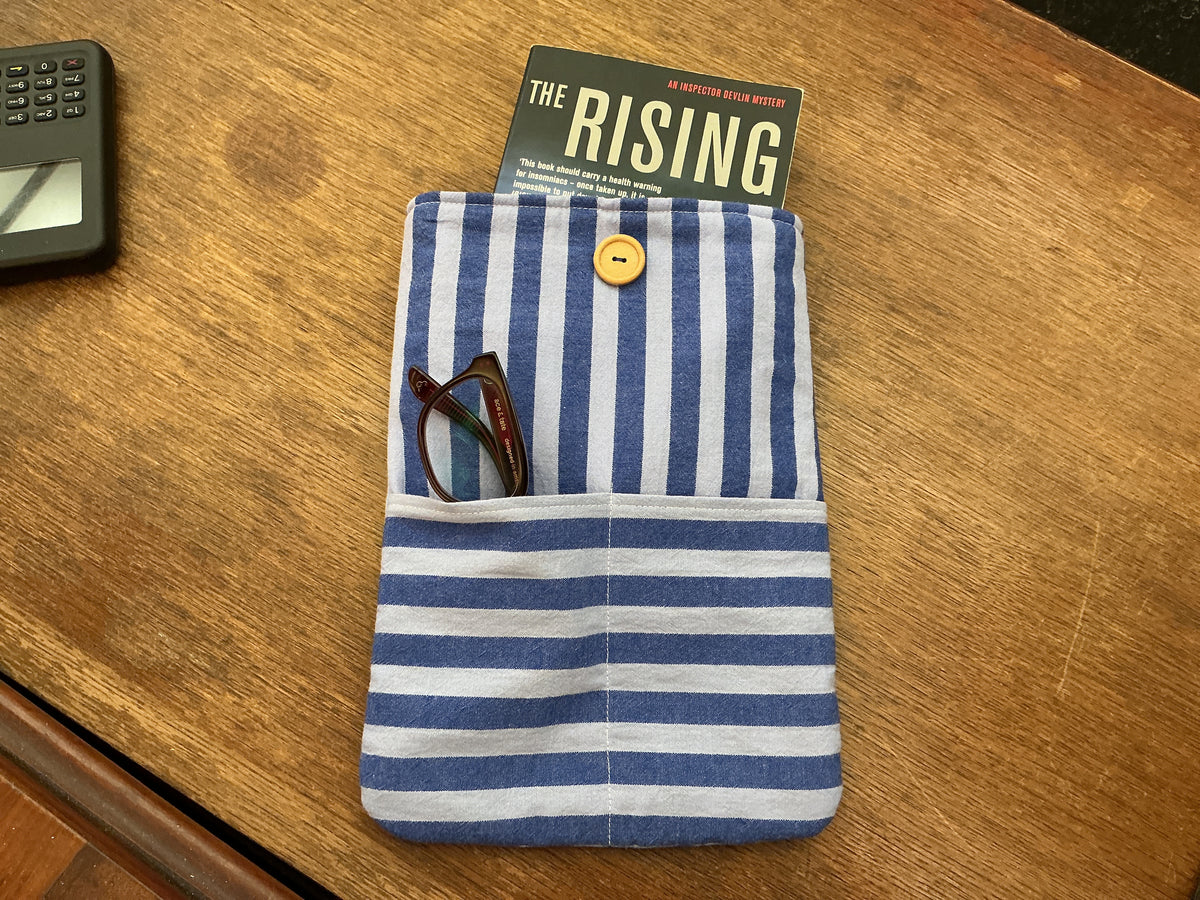 Striped book sleeve with pockets
