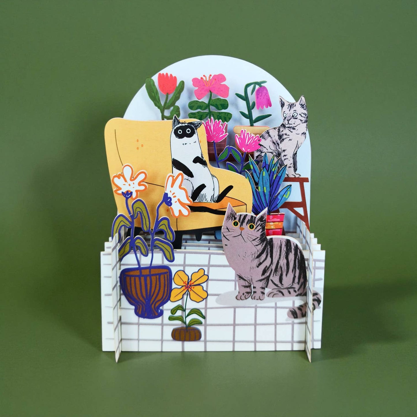Miniature World pop up card - Cat