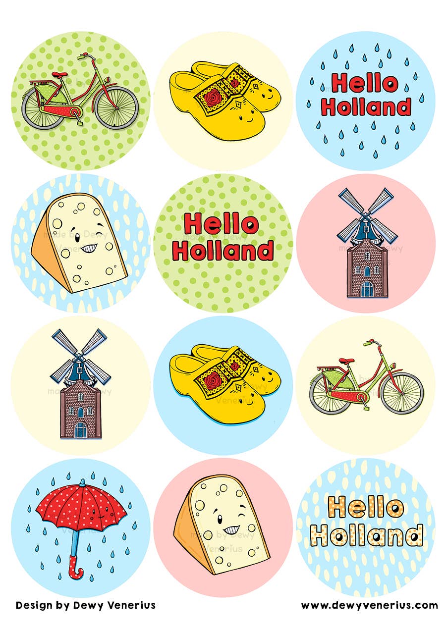 Hello Holland Sticker Sheet A4
