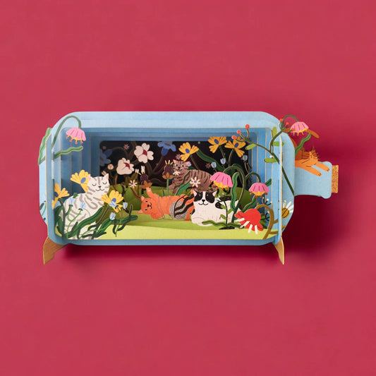 Cats and Flowers Pop Up Greeting Card