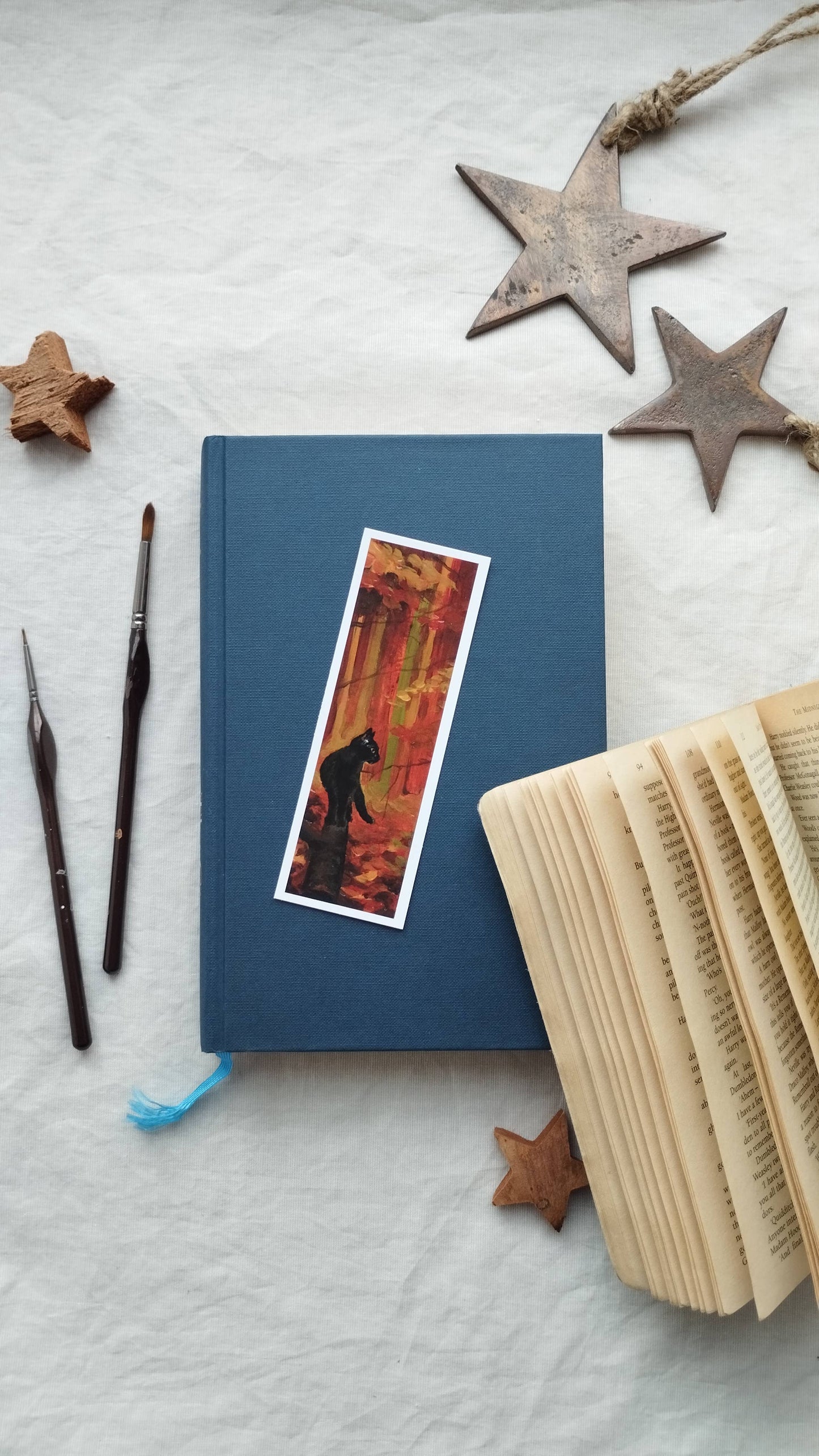 Black Cat & Autumn Forest Bookmark
