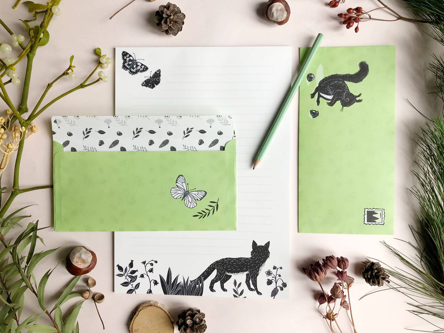 Stationery Set Forest, A4 Notepad & 10 Envelopes