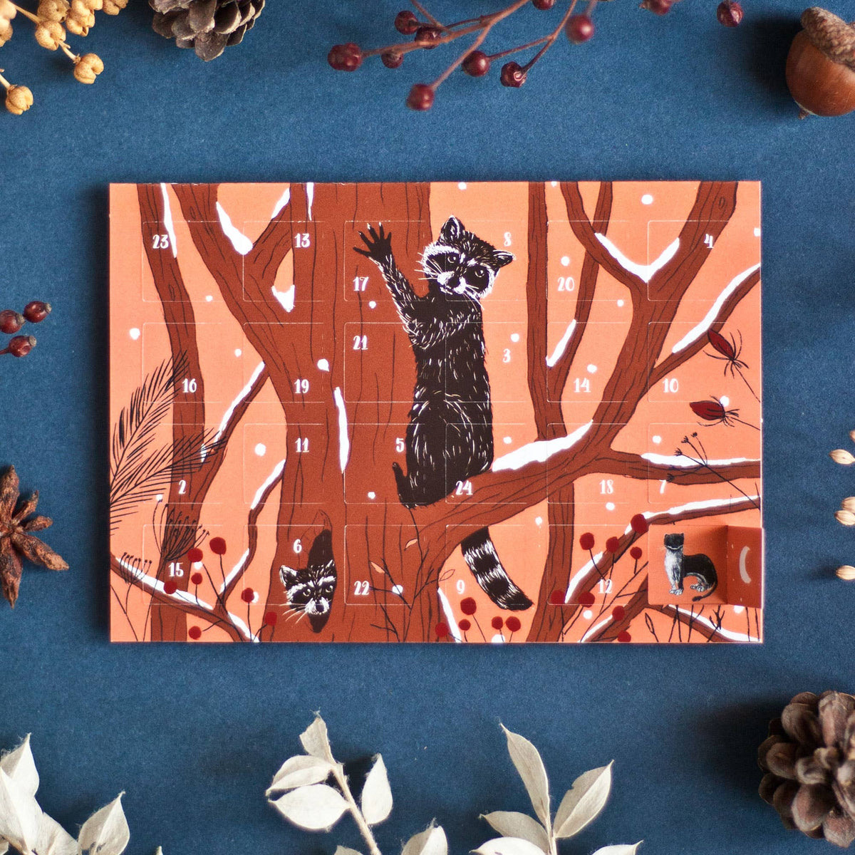 Advent Calendar Postcard Raccoons A6