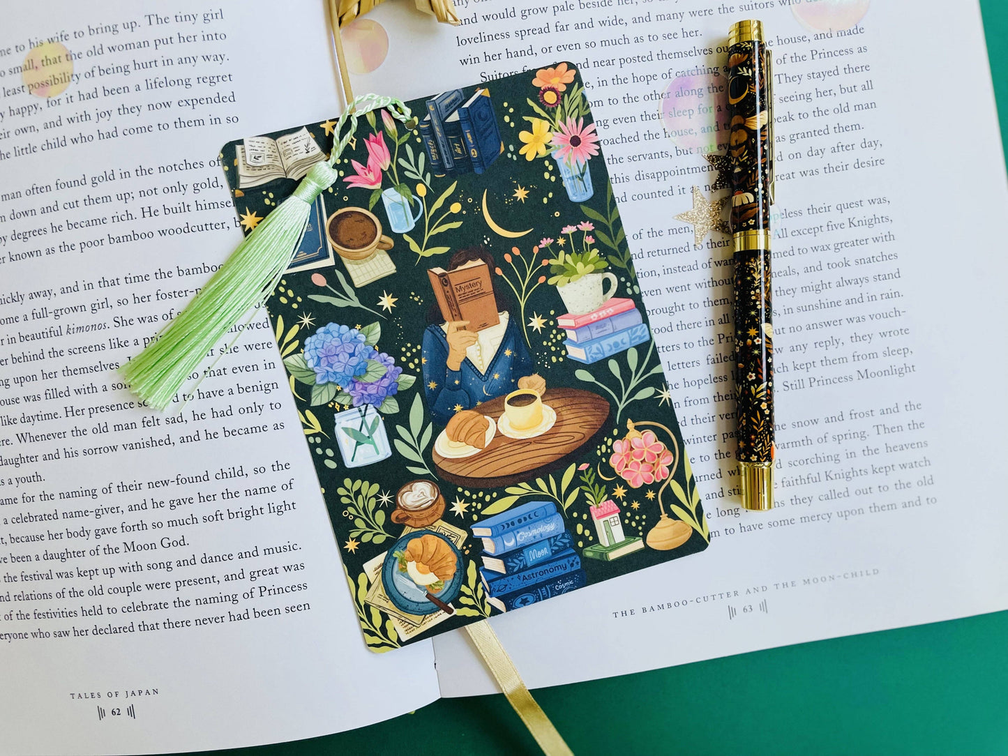 Coffee Time Reading Bookmark Library Card: Yes with the tassel