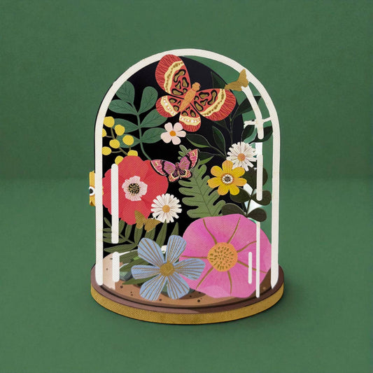 Flowers in glass dome card