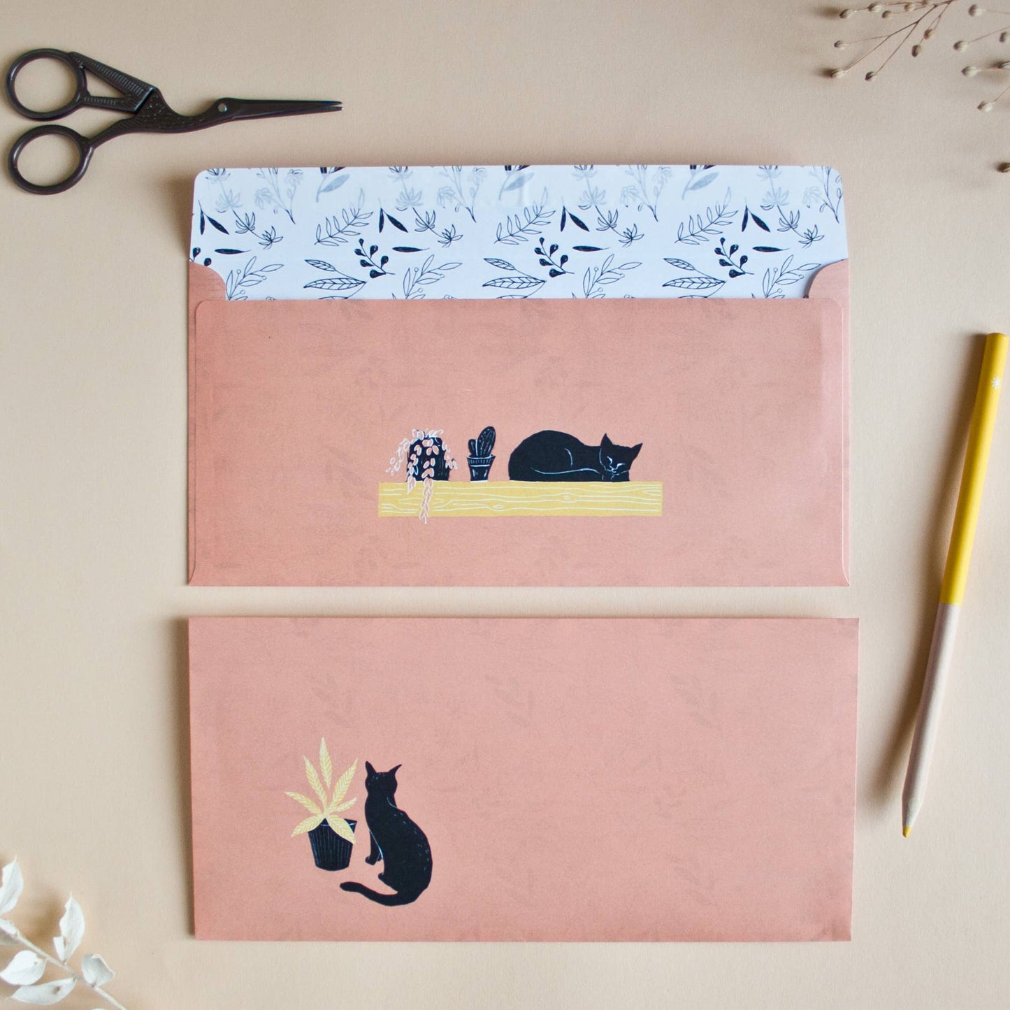 Stationery set cats, A4 notepad & 10 envelopes