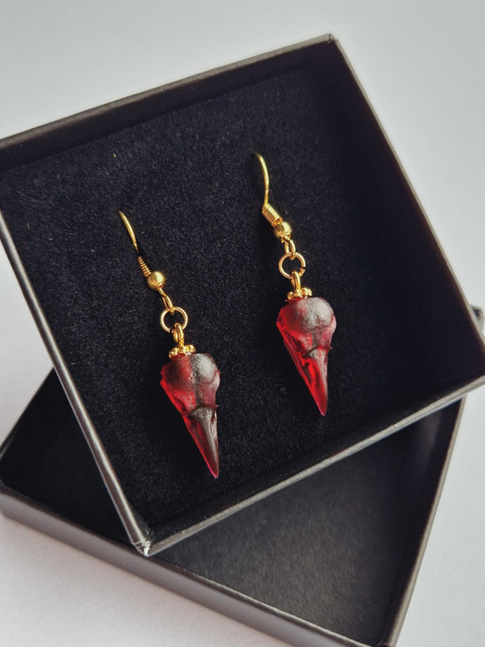 Mini Crow Skull earrings “Queen’s Messenger”