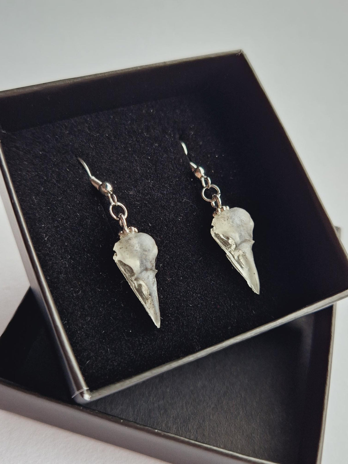 Mini Crow Skull earrings “Ashes to Ashes”