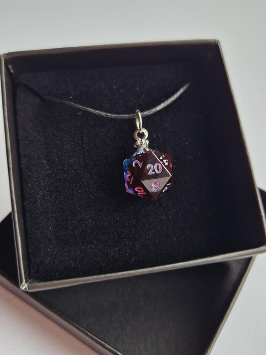 Mini D20 necklace “Disco is Undead”