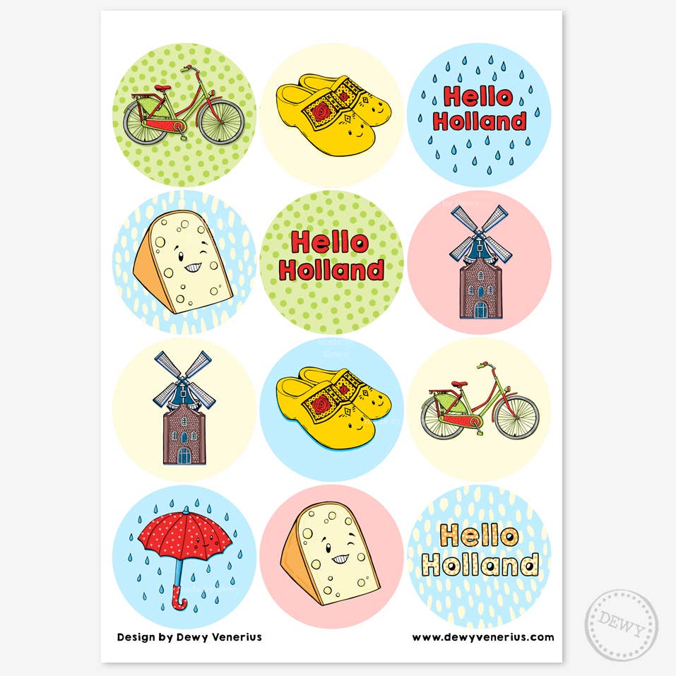 Hello Holland Sticker Sheet A4