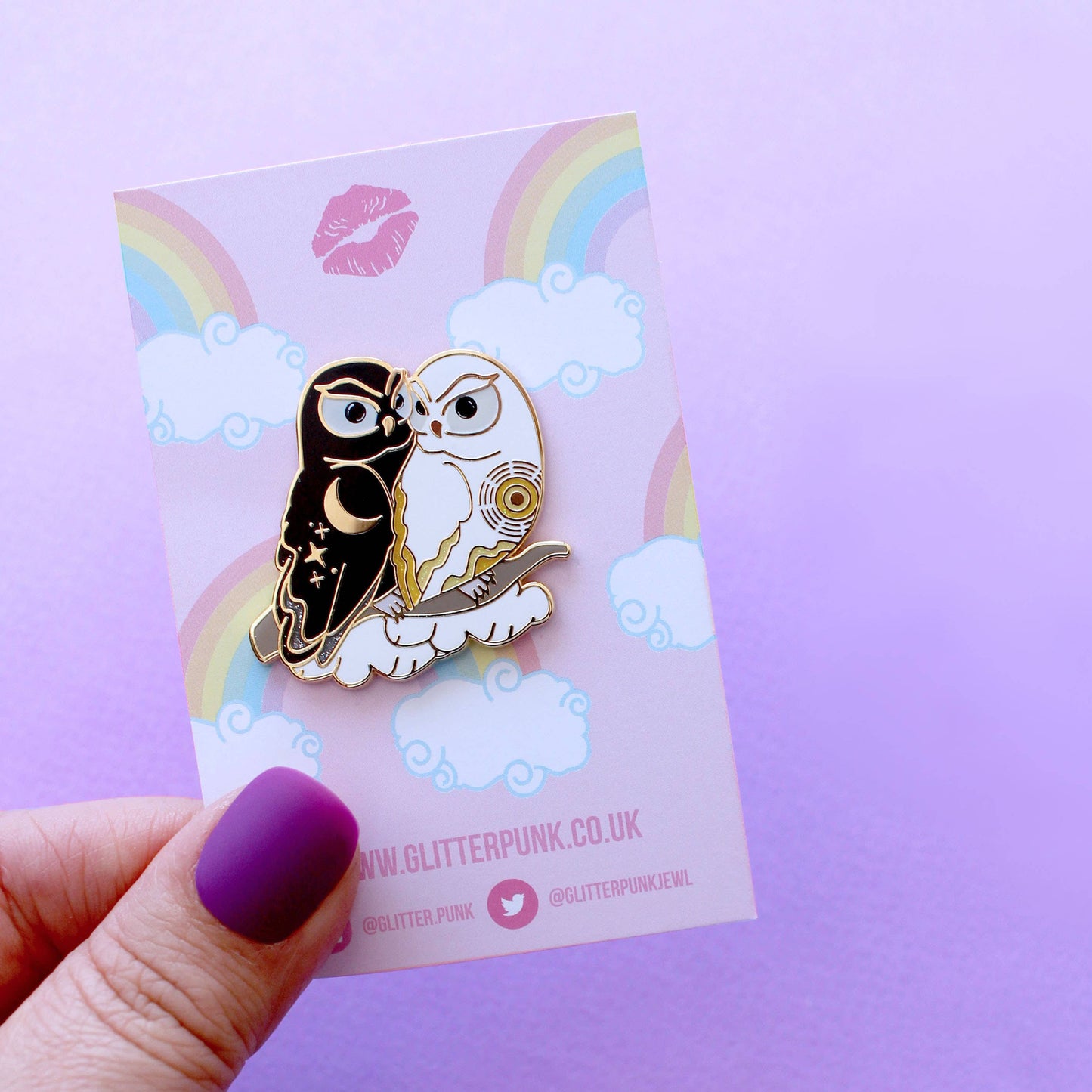 Day & Night Owls Enamel Pin