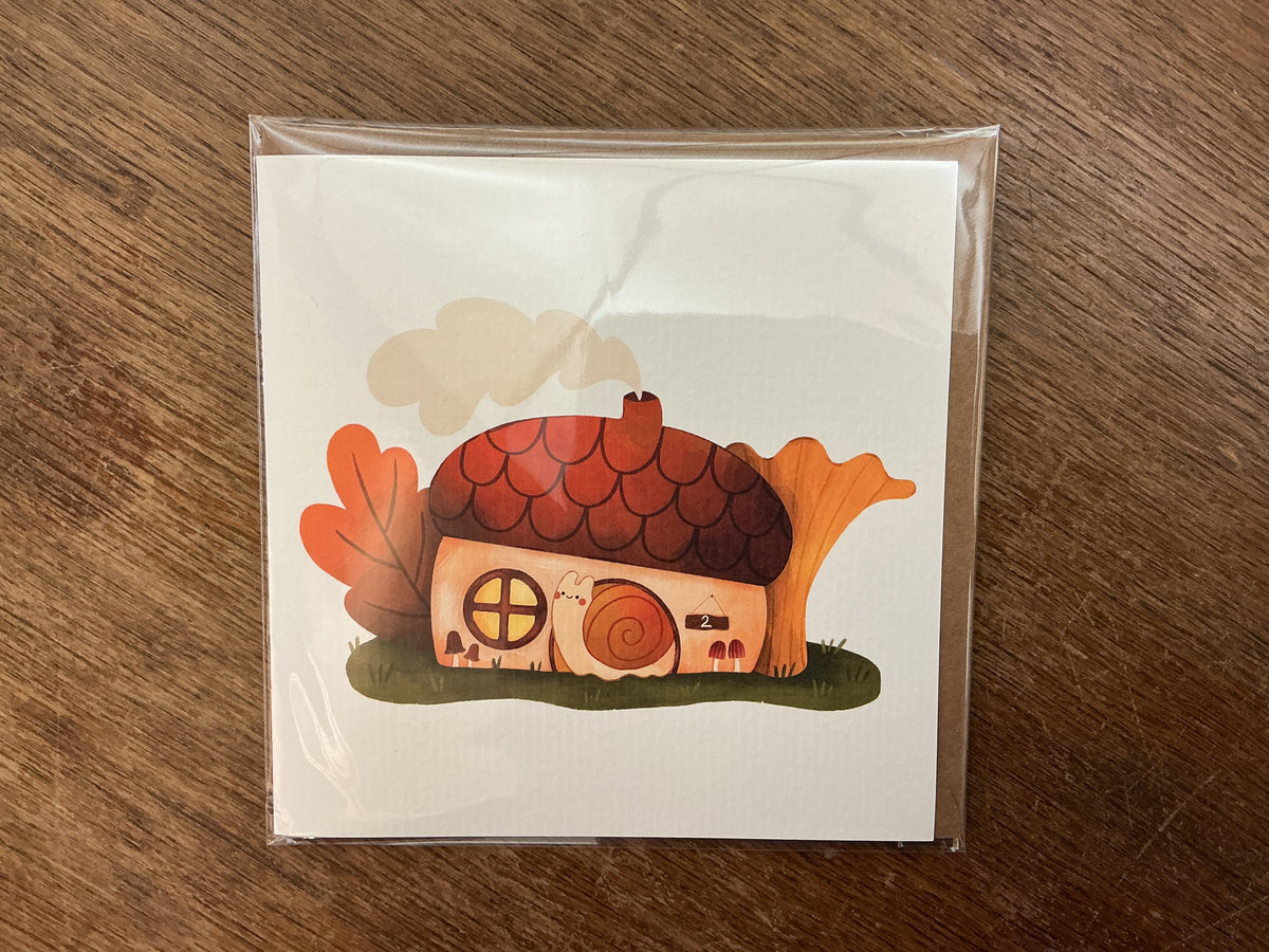 Snail House Greeting Card by Monia Designs