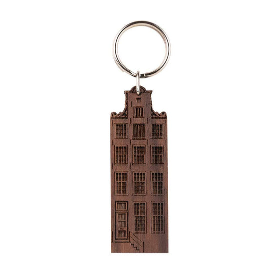 Amsterdam Canal House Keychain - Oude Turfmarkt 143 - Walnut