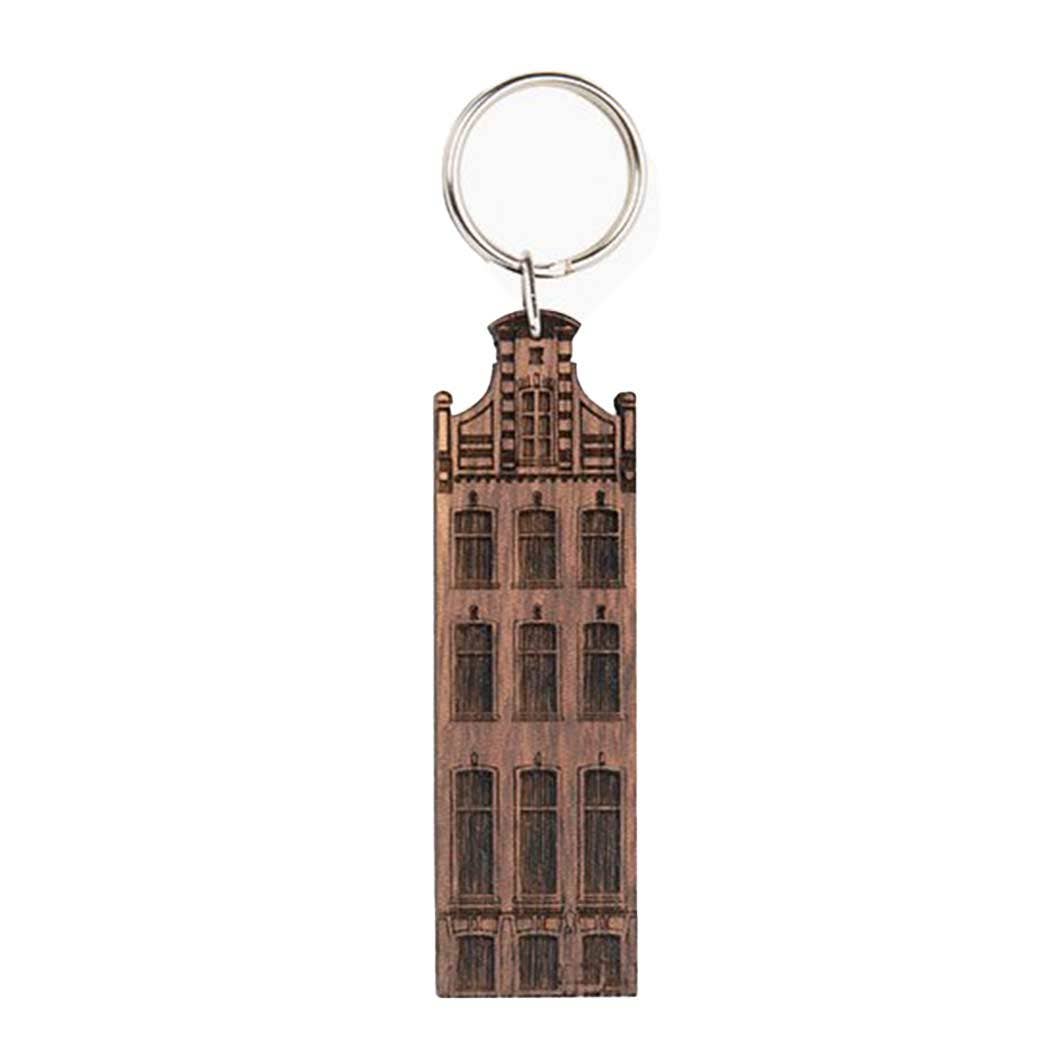Amsterdam Canal House Keychain - Keizersgracht 526 - Walnut