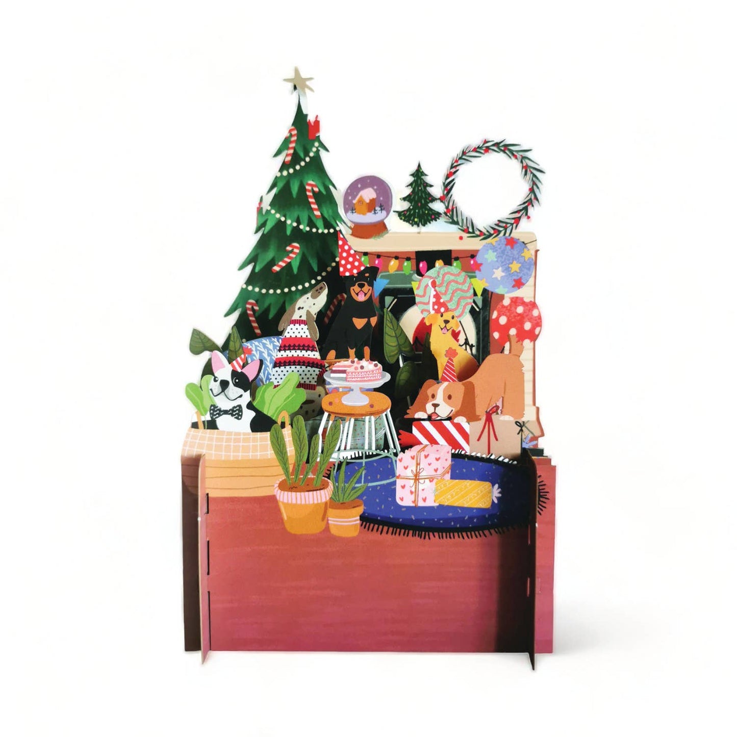 Christmas Miniature World pop up card- Dogs