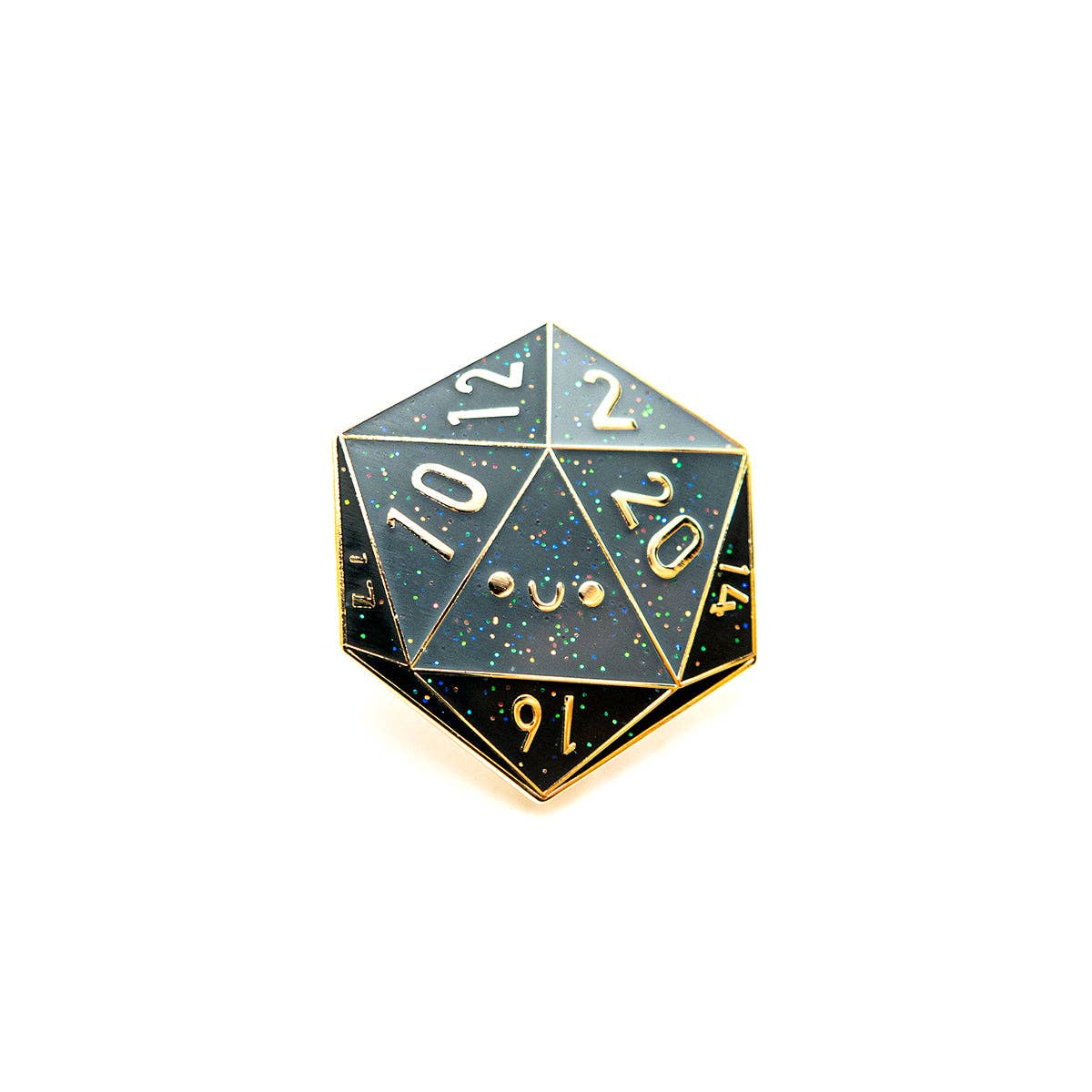 D20 Dice hard enamel pin: Black