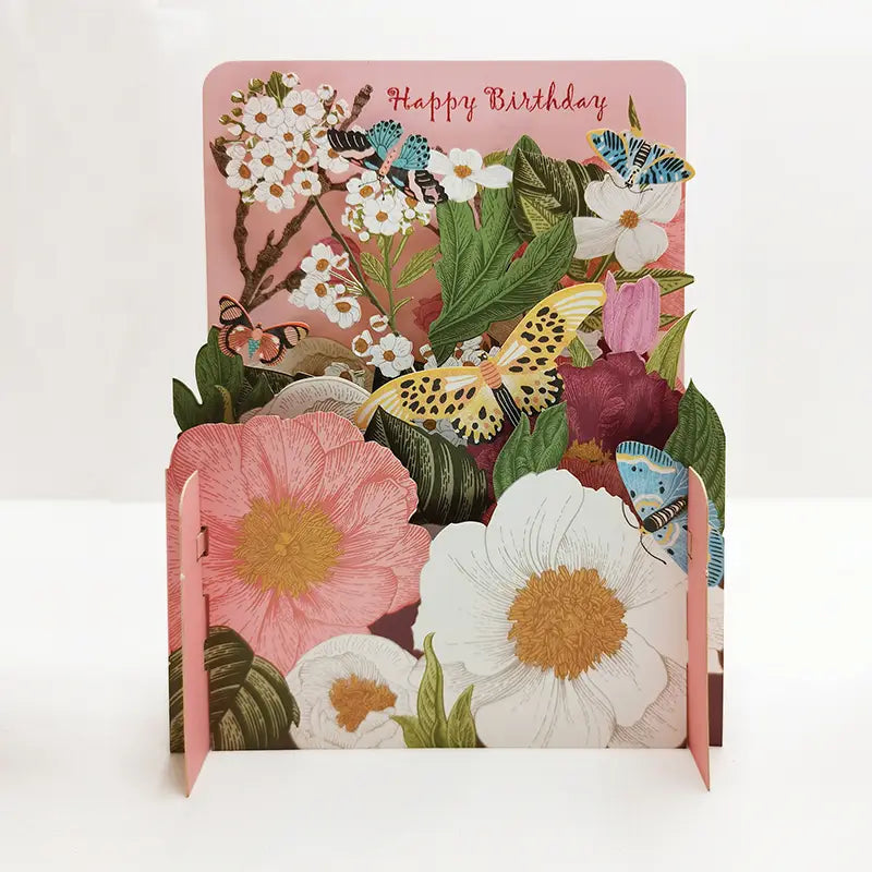 3D Butterfly and Flowers Birthday Card