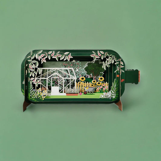 Message in a Bottle Pop Up Card -Greenhouse and garden