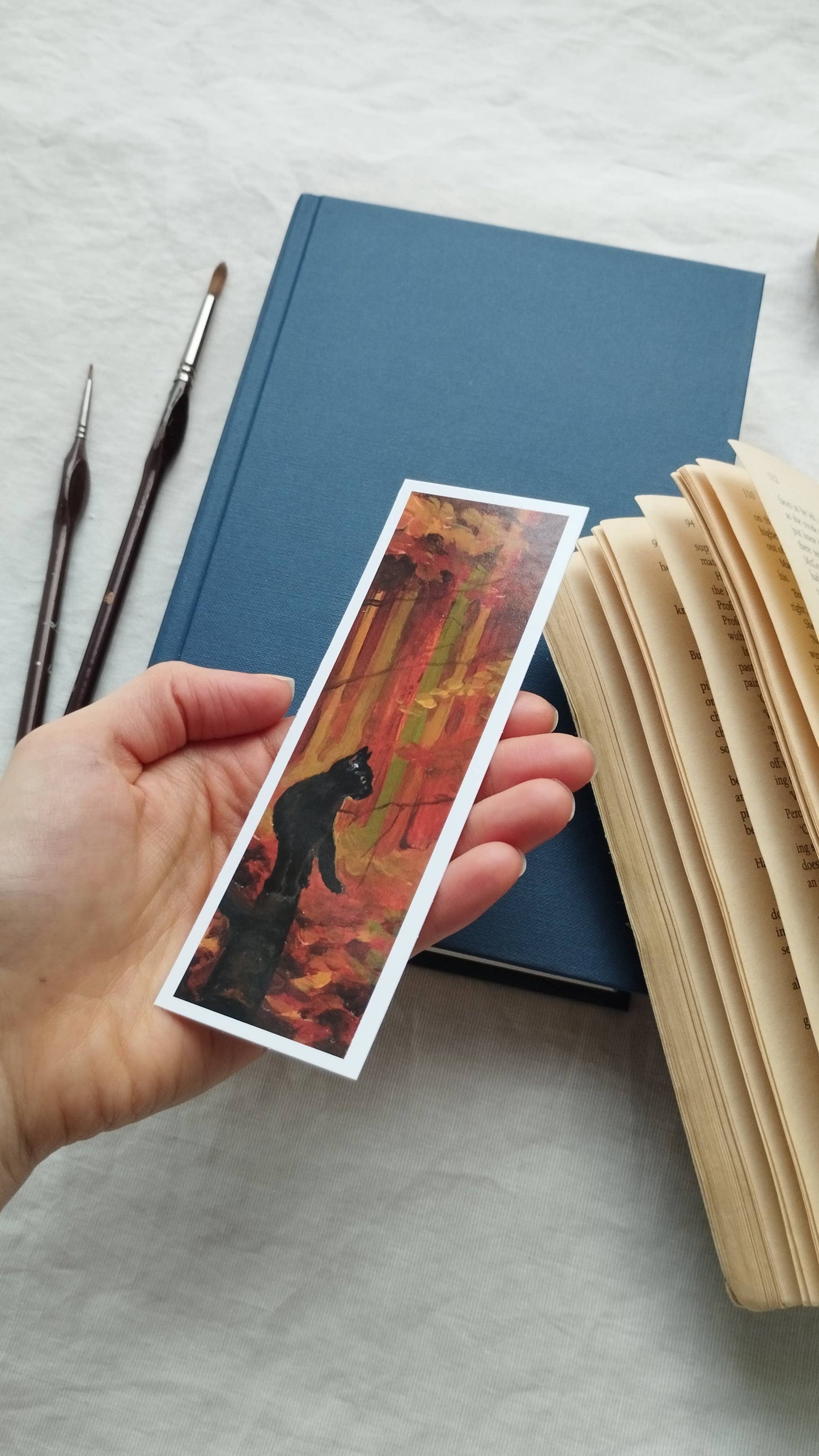 Black Cat & Autumn Forest Bookmark