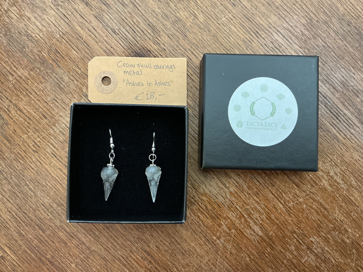 Mini Crow Skull earrings “Ashes to Ashes”