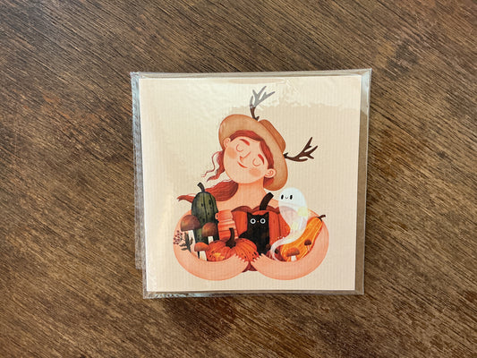 Autumn Queen greeting card with envelope by Monia Designs