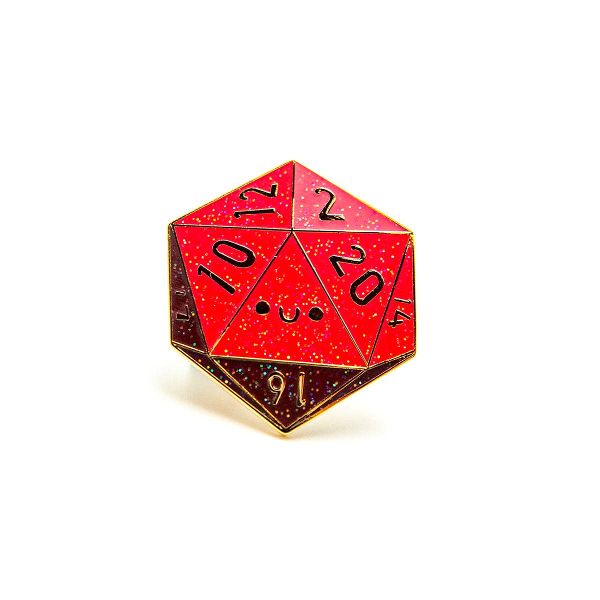 D20 Dice hard enamel pin: Red