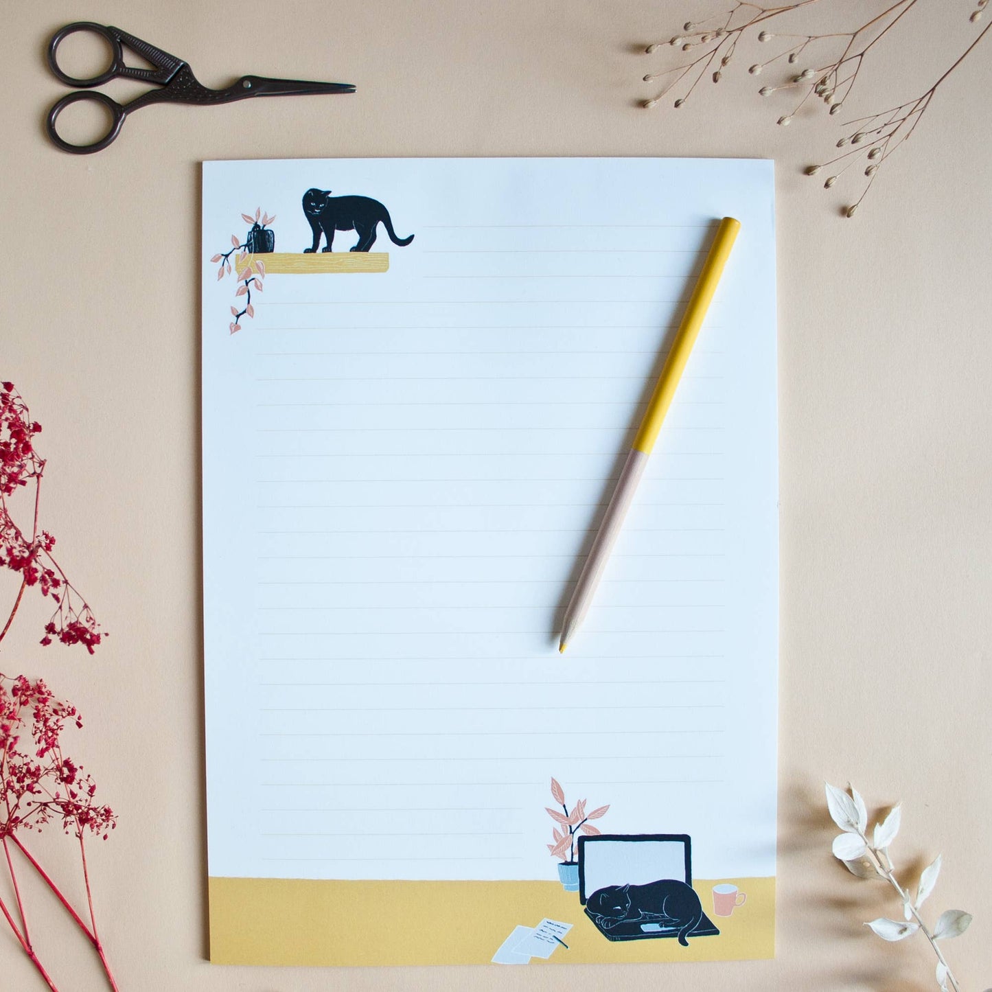 Stationery set cats, A4 notepad & 10 envelopes