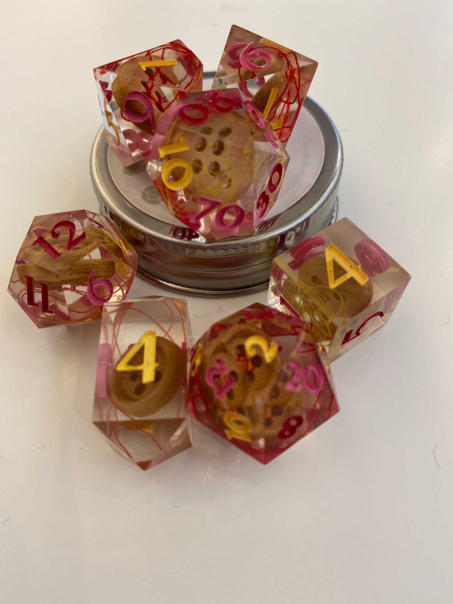 7 Piece Dice Set "Cute as a Button"