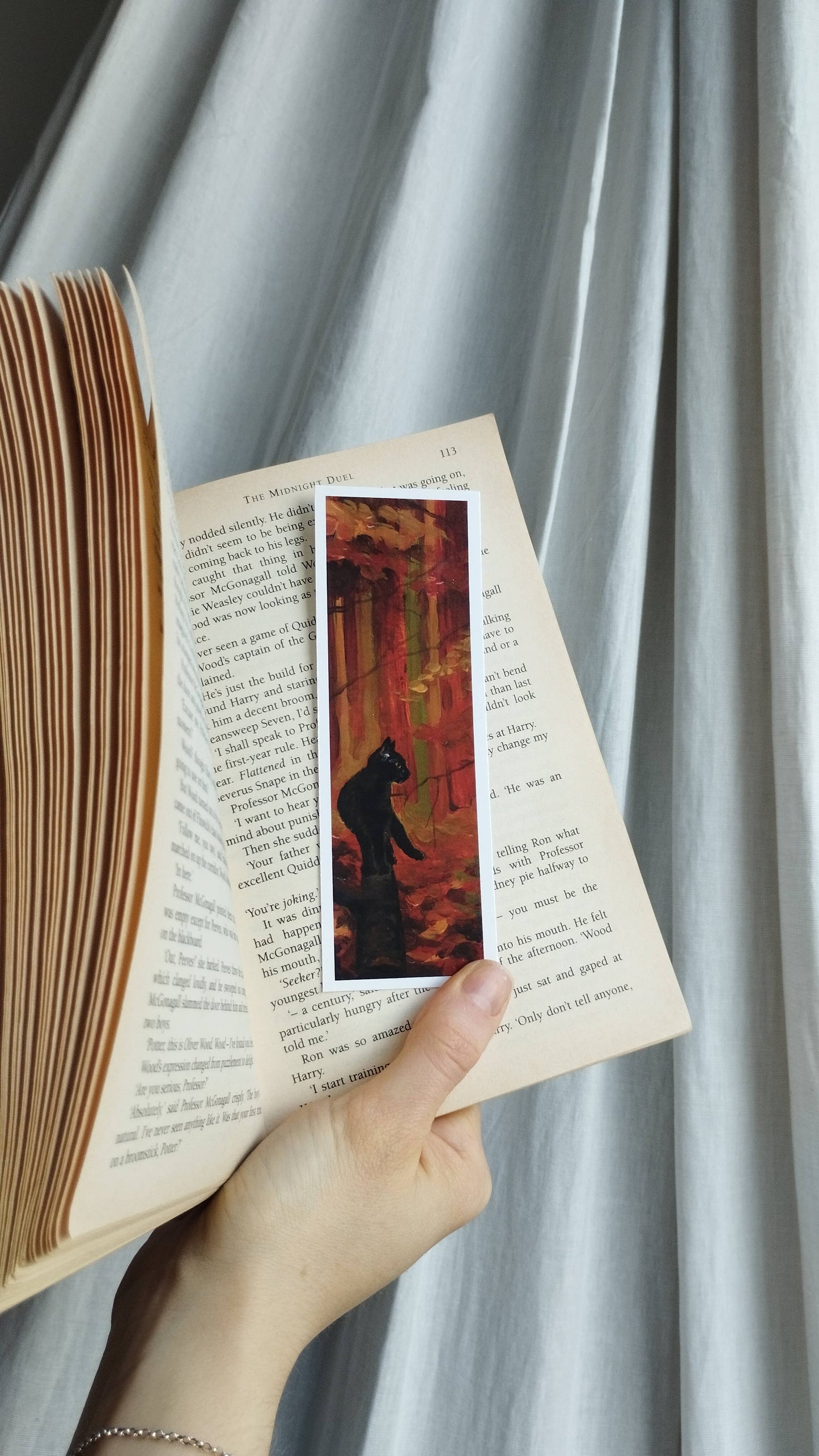 Black Cat & Autumn Forest Bookmark