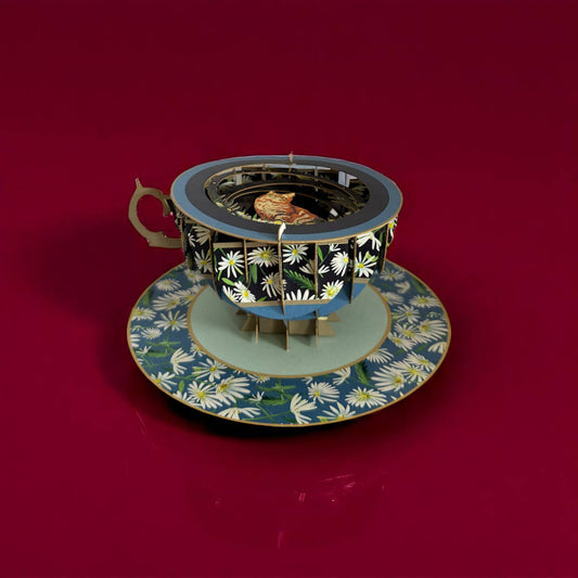 A cup of tea pop up card - Cat