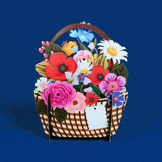 Miniature World pop up card  - Basket of flowers