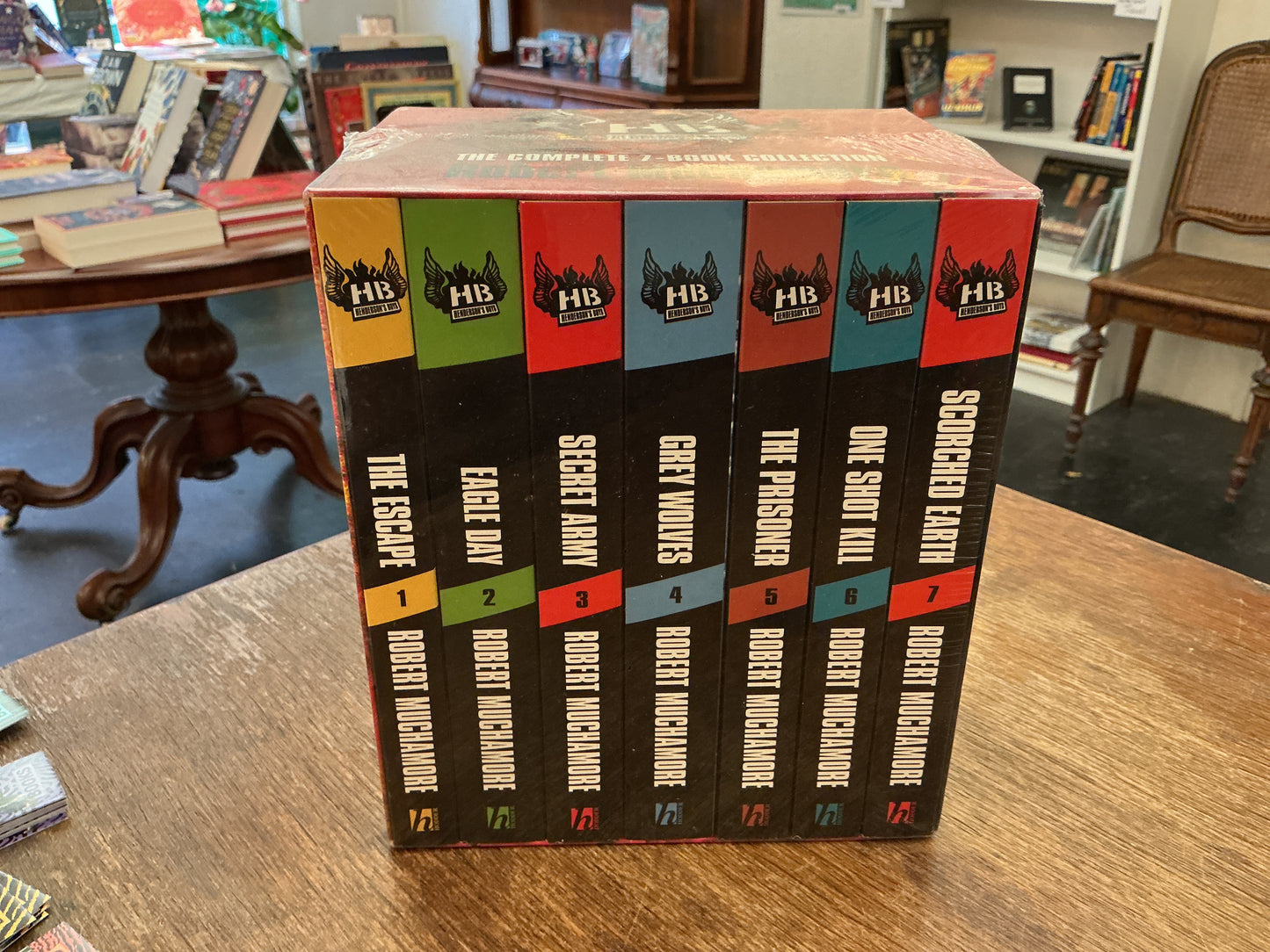 Robert Muchamore Hendersons Boys 7 Books Collection Set (One Shot Kill, Scorched Earth, The Prisoner, Secret Army, Grey Wolves, The Escape, Eagle Day)