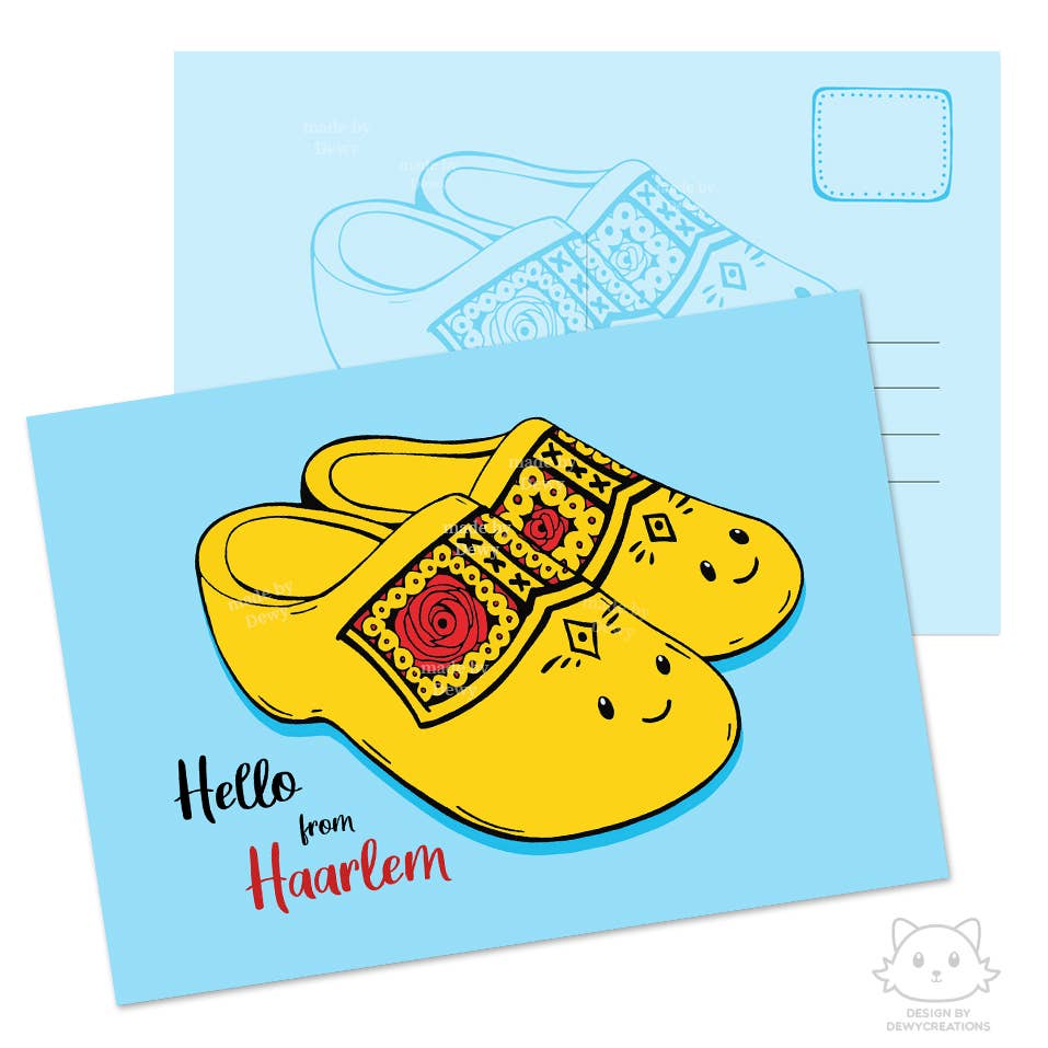 A6 postcard - Hello from Haarlem - Yellow Clogs