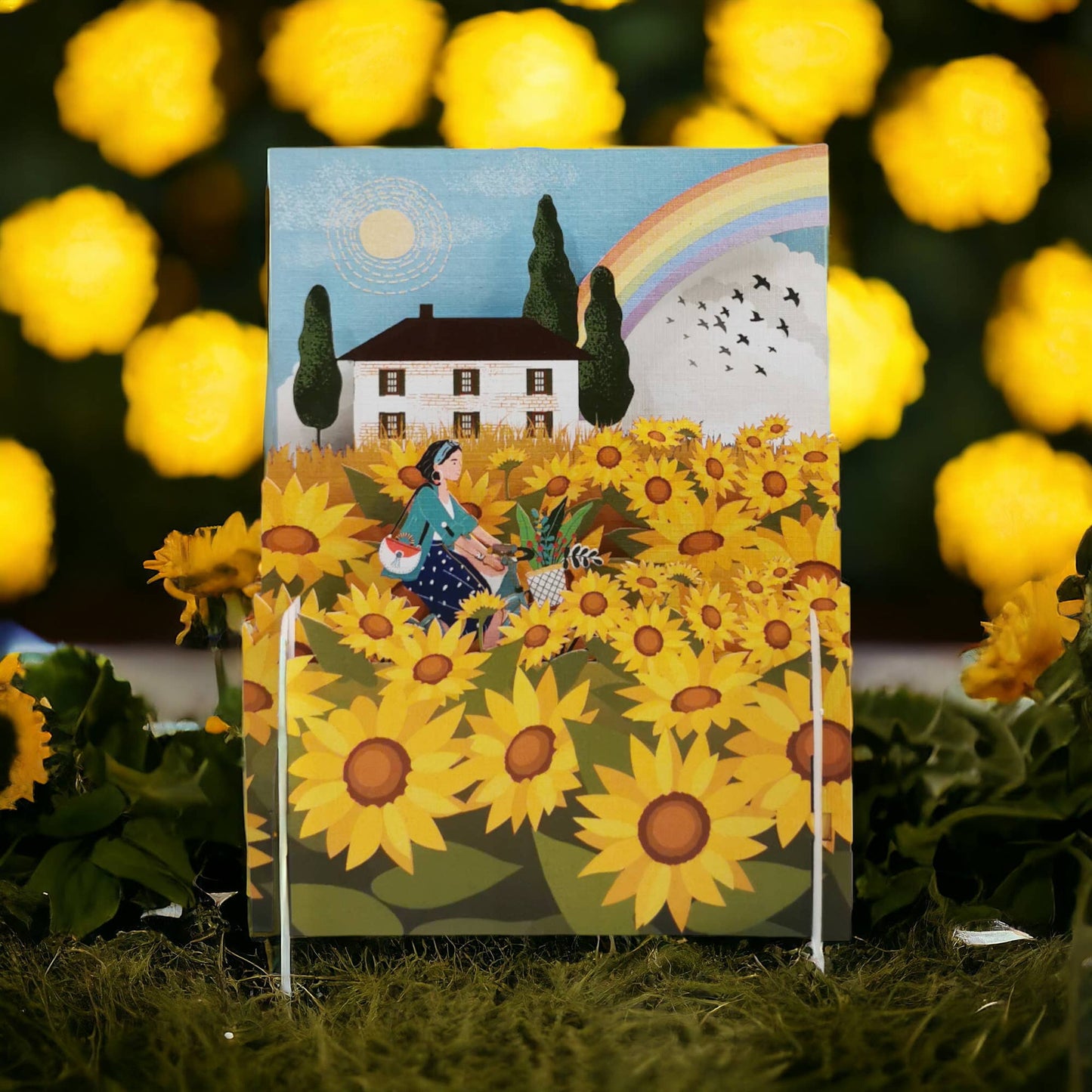 Miniature World pop up card -Sunflowers