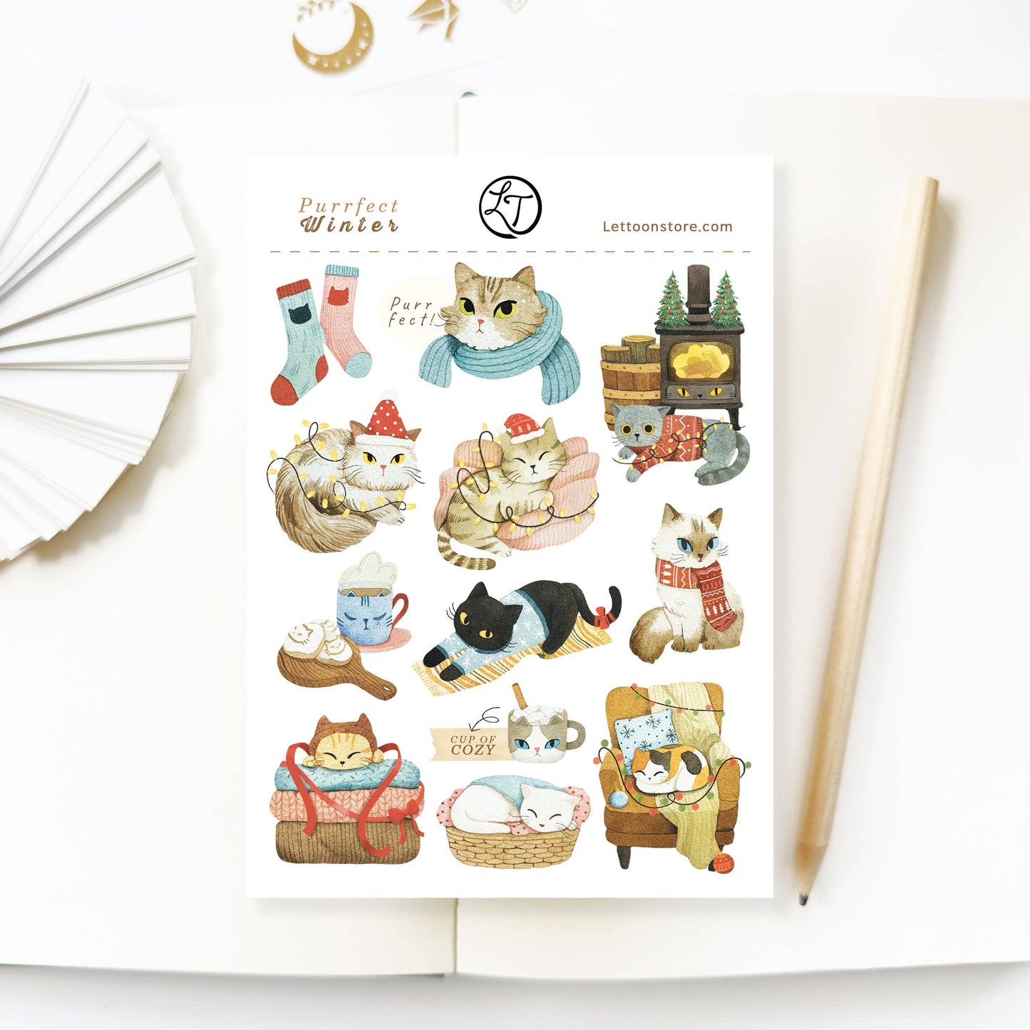 Winter Sticker Sheet - Purrfect Winter: Matte