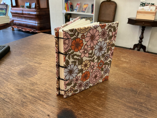 Handmade notebook with floral fabric 13cm x 11cm