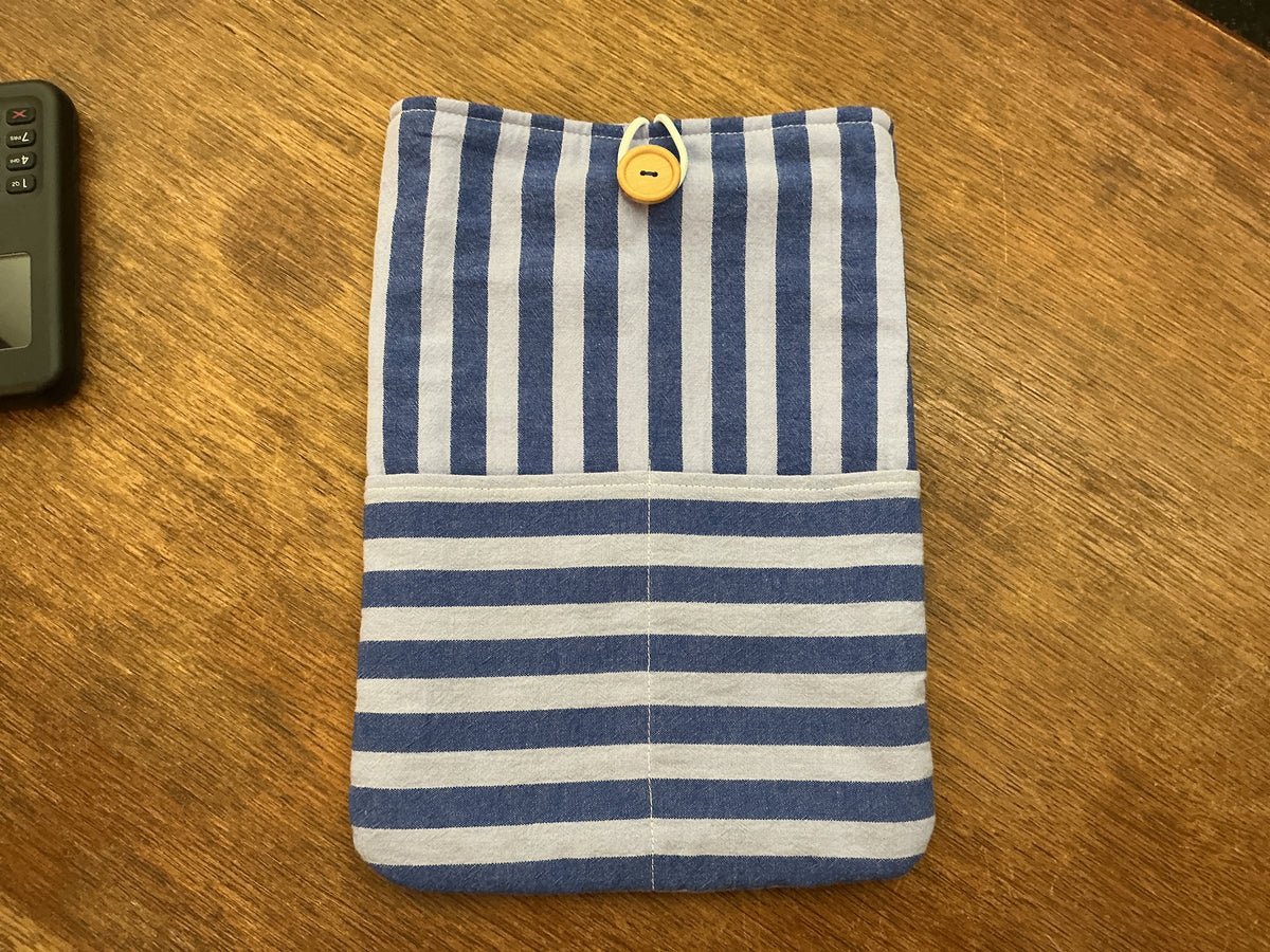 Striped book sleeve with pockets