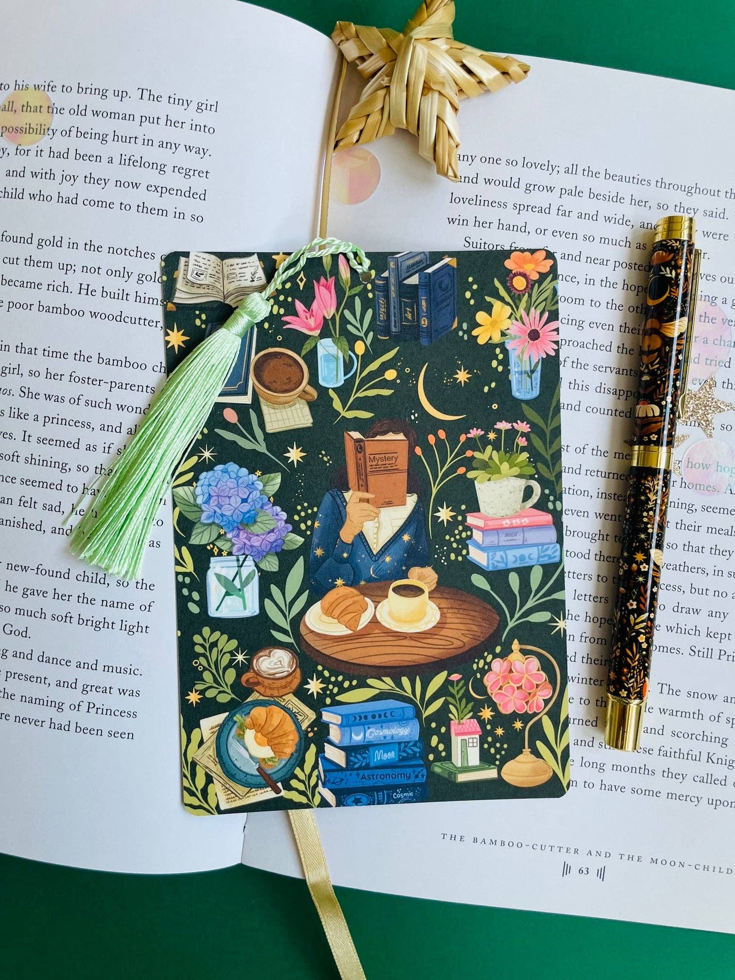 Coffee Time Reading Bookmark Library Card: Yes with the tassel