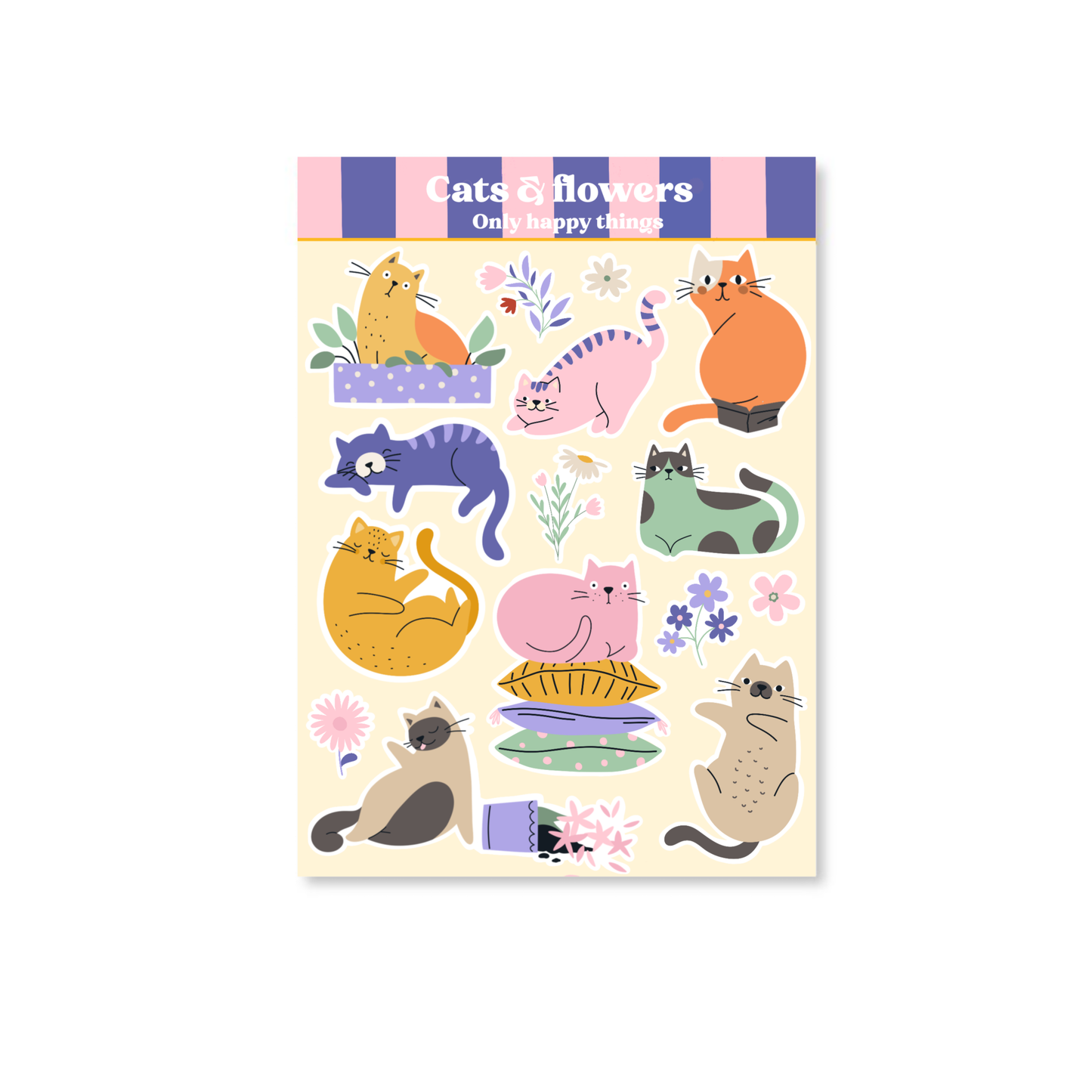 Stickersheet Cats & flowers A6