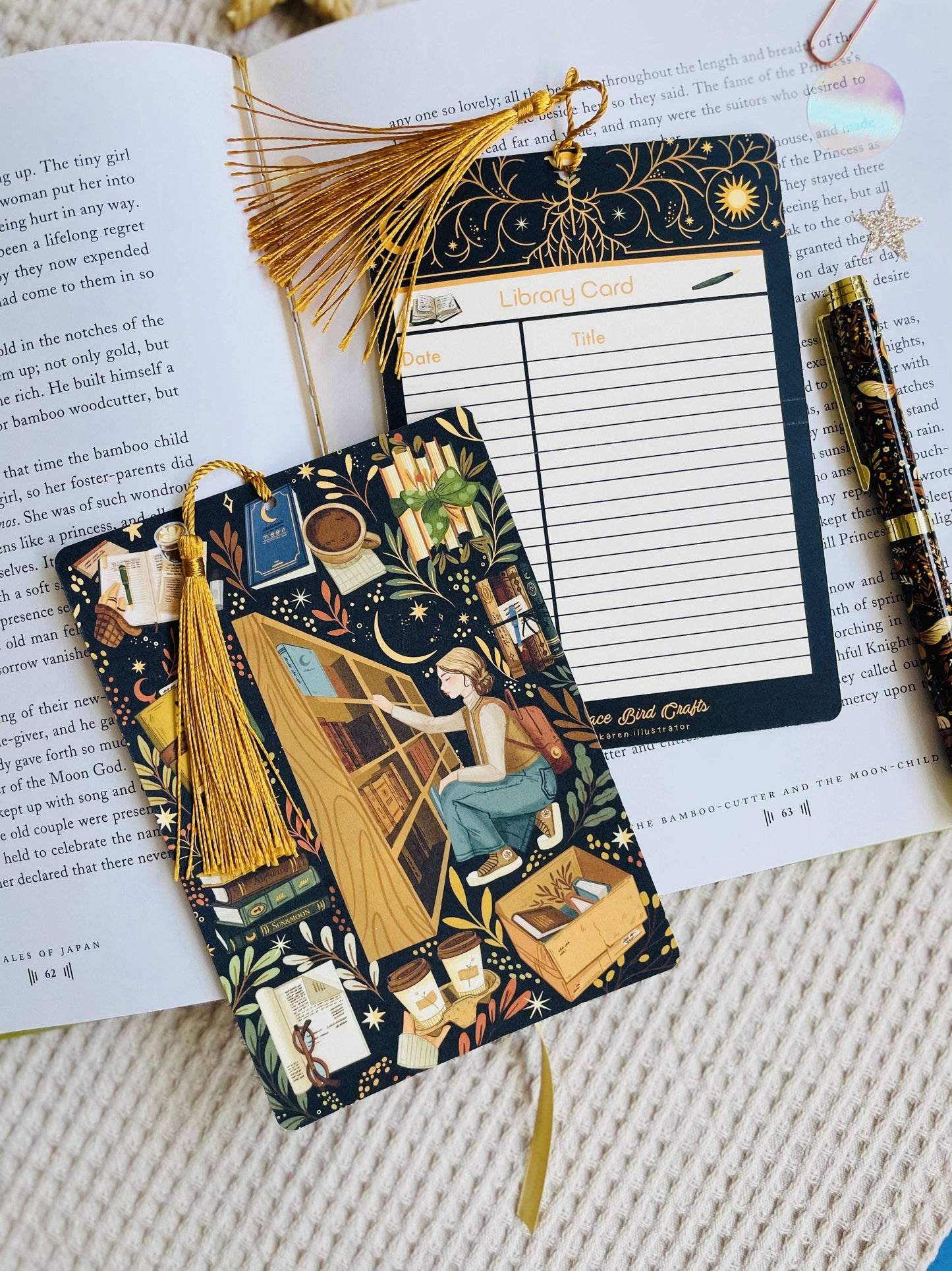 Book Shop Reading Bookmark Library Card: Yes with the tassel