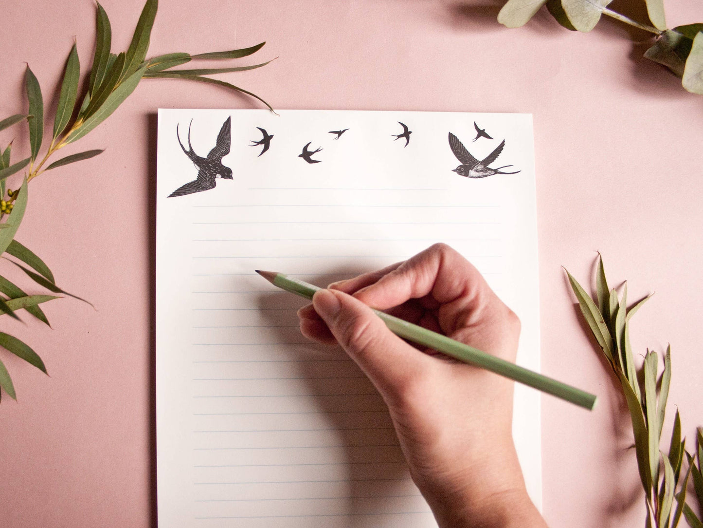 Stationery Set Swallows, A4 Notepad & 10 Envelopes