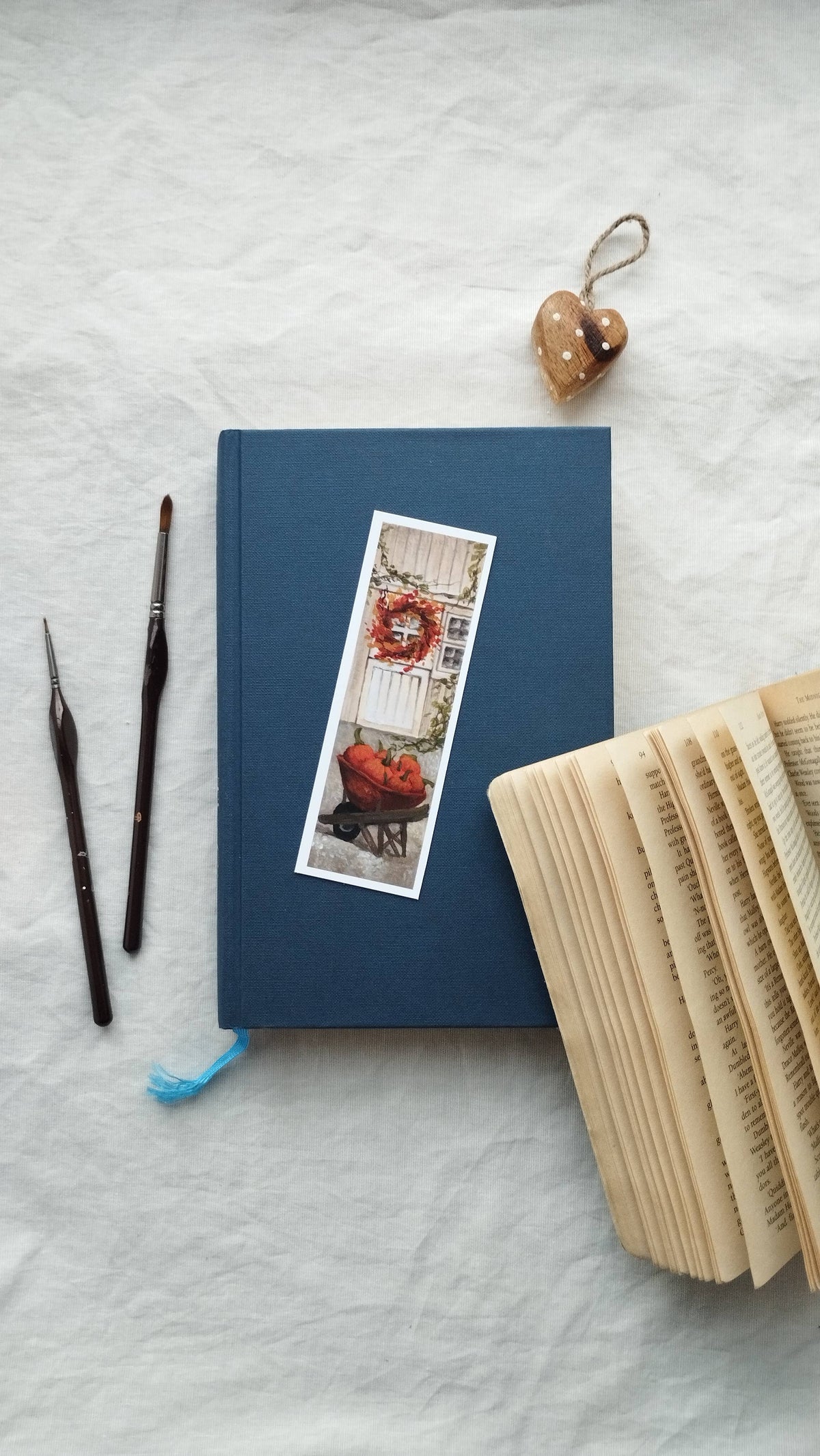 Pumpkins & Fall Wreath Bookmark