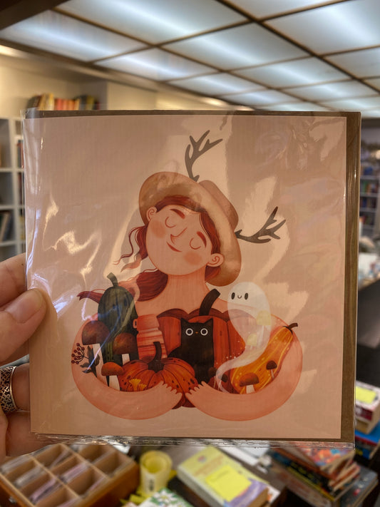 Autumn Queen greeting card with envelope by Monia Designs