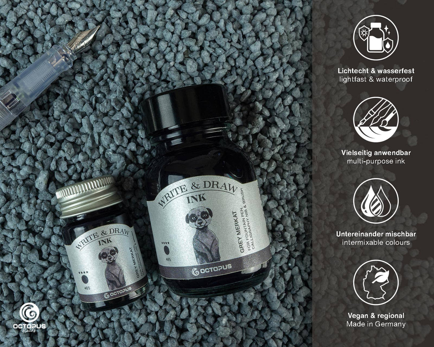 Write and Draw Ink 465 Grey Merkat Writing Paper 10ml