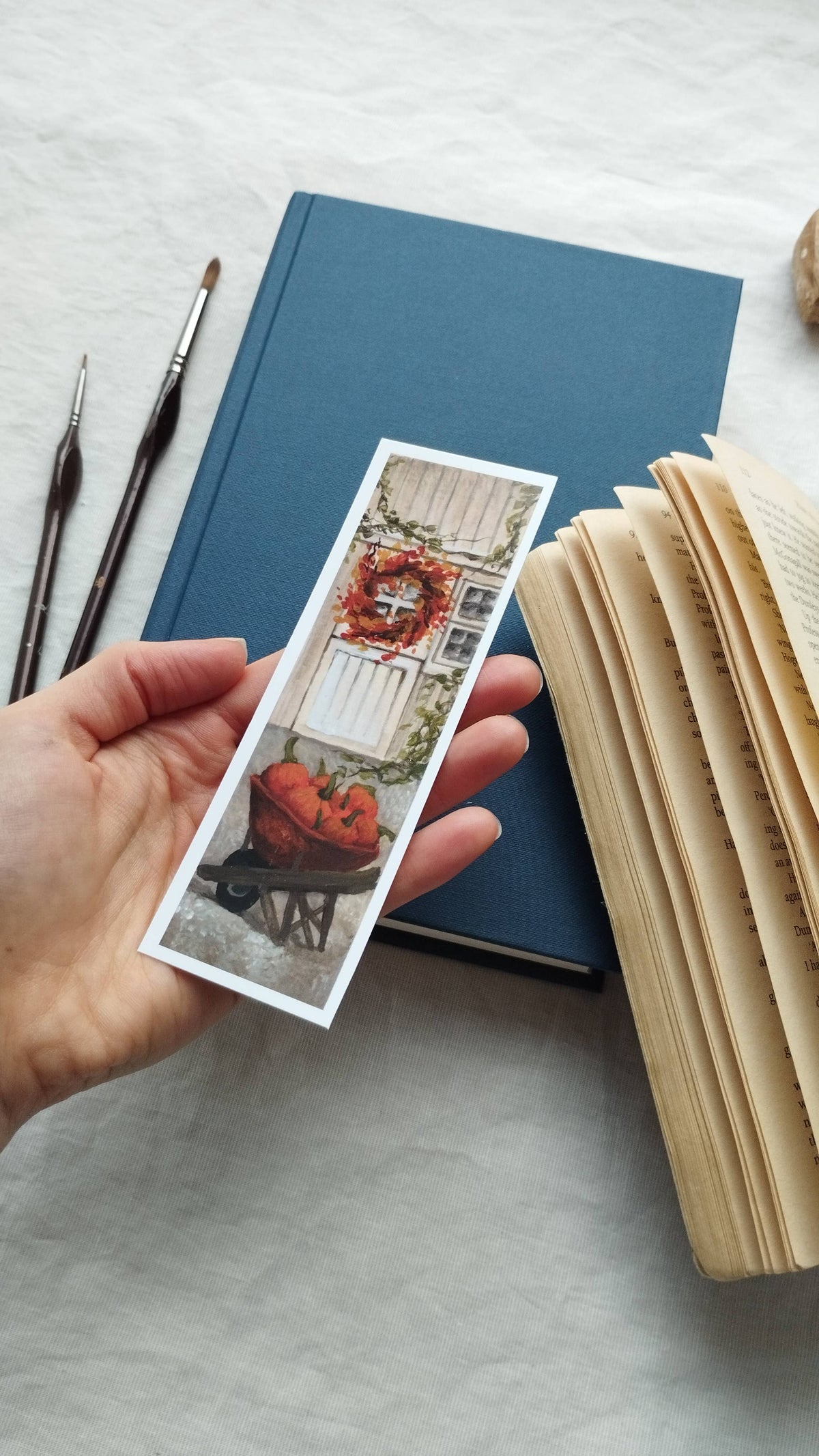 Pumpkins & Fall Wreath Bookmark